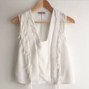 Zara Ivory Fringe Top